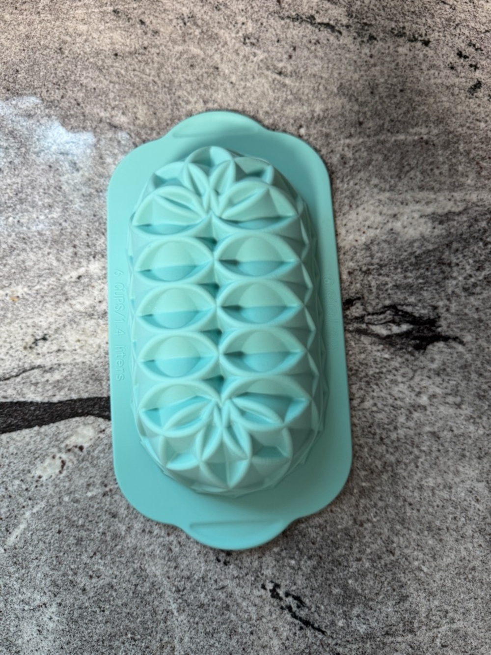Aqua Silicone Loaf Pan with Decorative Molded Pattern - Picture 3 of 5